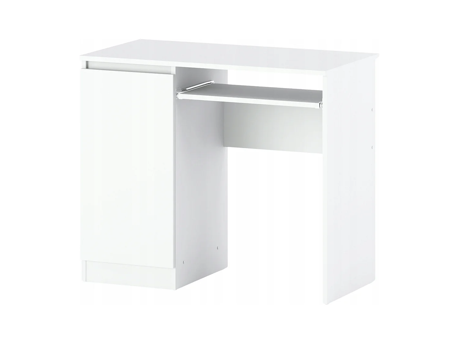 Bureau Gaming Blanc  Mat 90 cm avec 2 Étagères