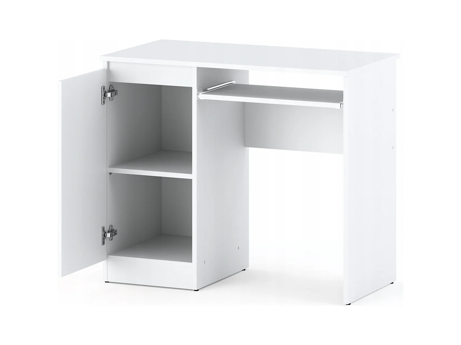 Bureau Gaming Blanc  Mat 90 cm avec 2 Étagères