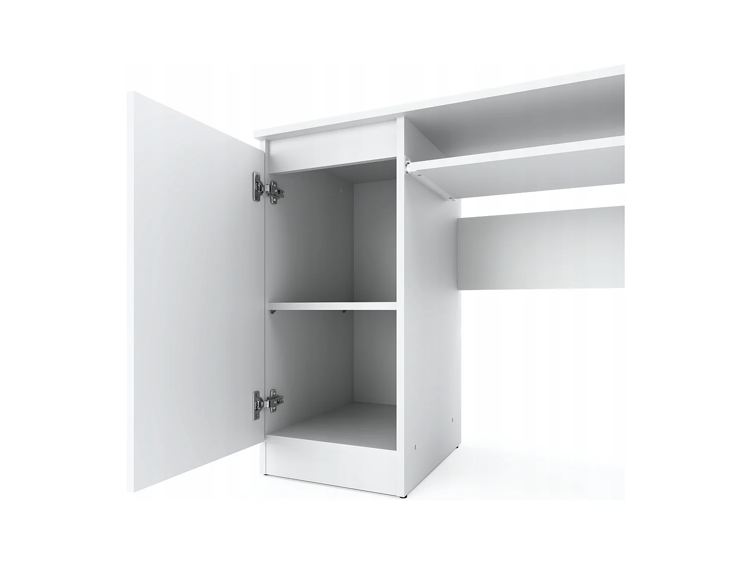 Bureau Gaming Blanc  Mat 90 cm avec 2 Étagères