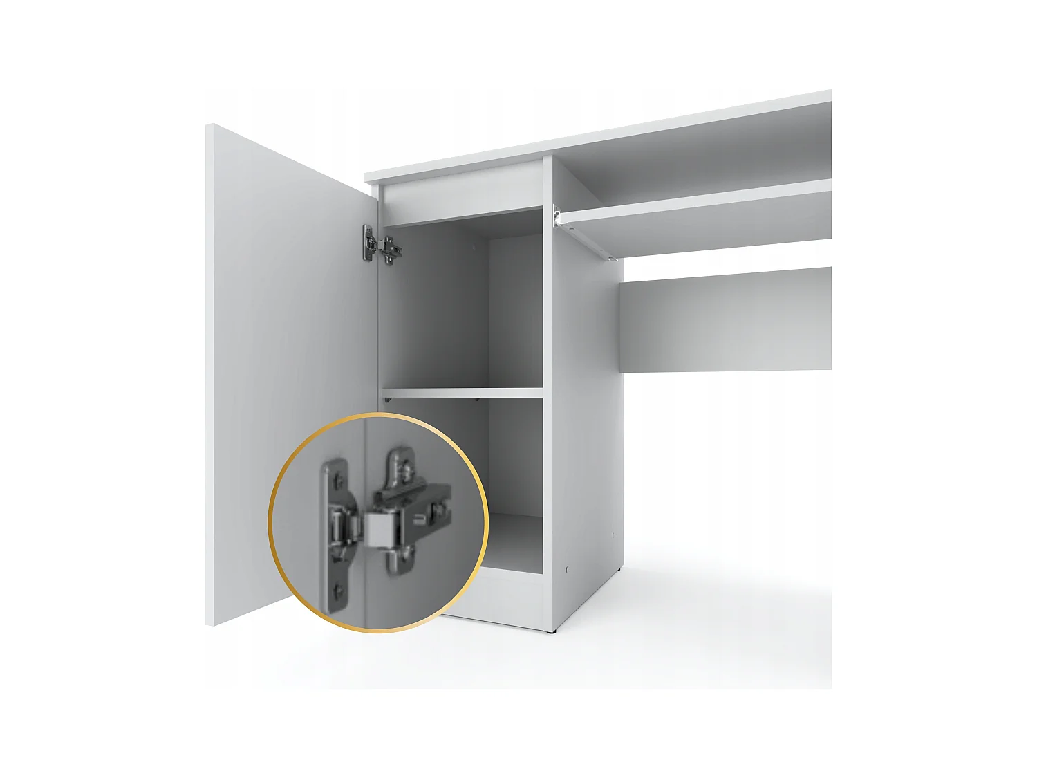 Bureau Gaming Blanc  Mat 90 cm avec 2 Étagères