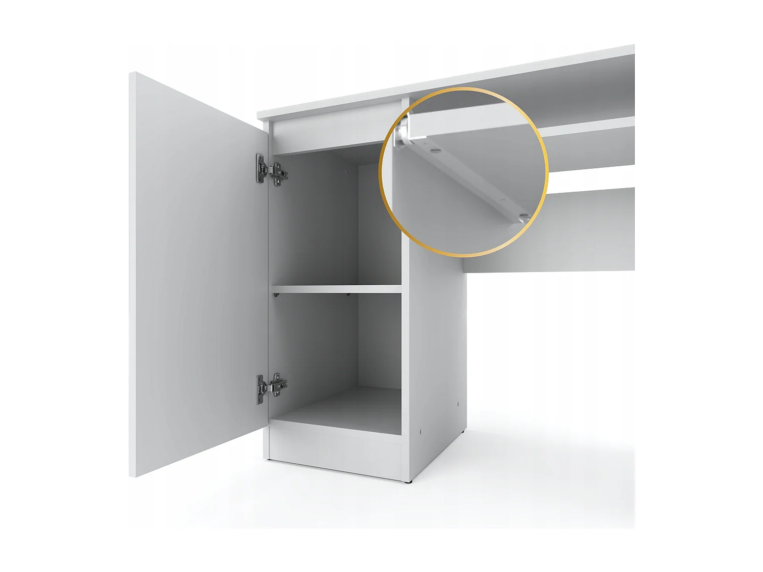 Bureau Gaming Blanc  Mat 90 cm avec 2 Étagères