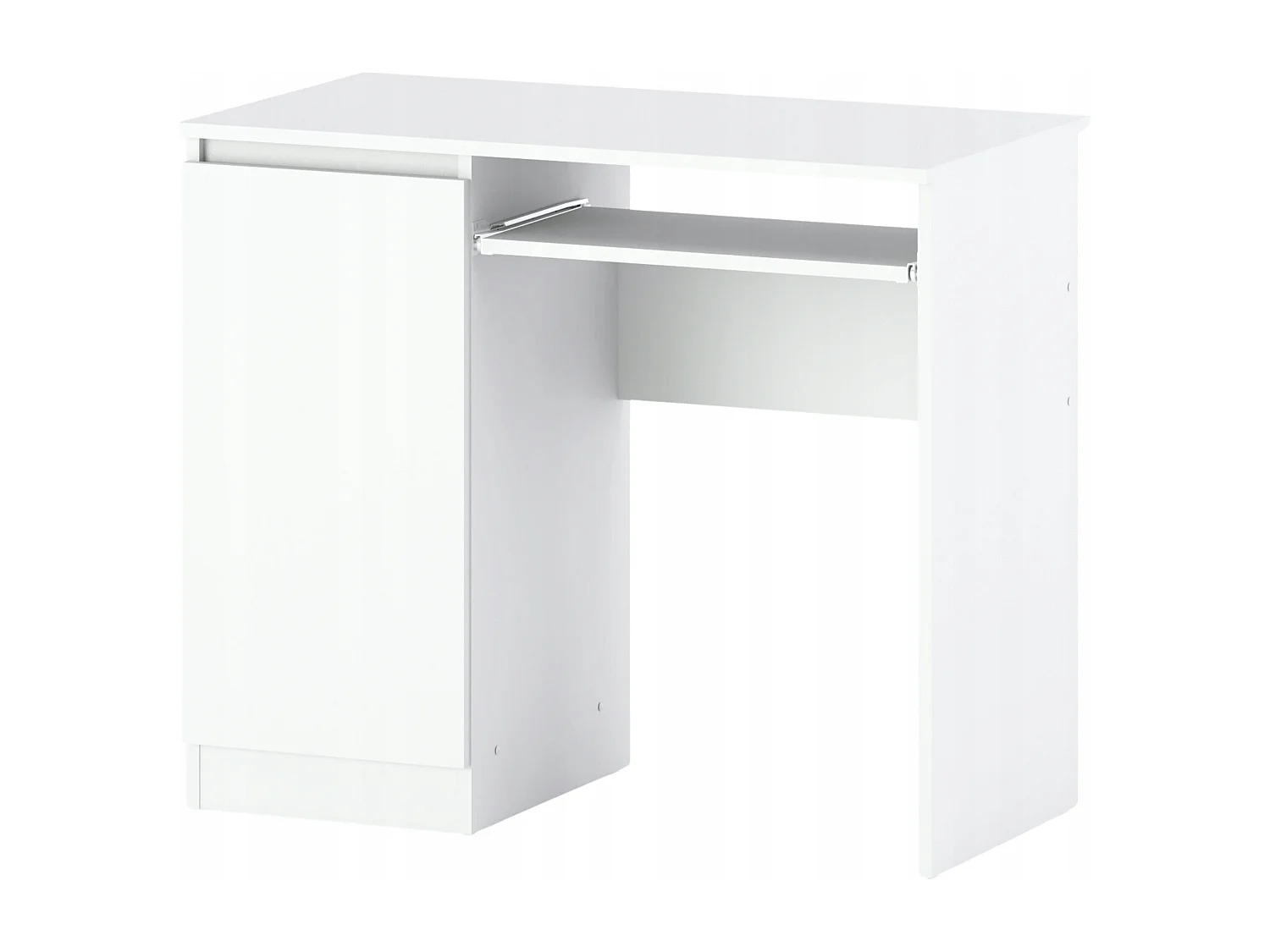 Bureau Gaming Blanc  Mat 90 cm avec 2 Étagères