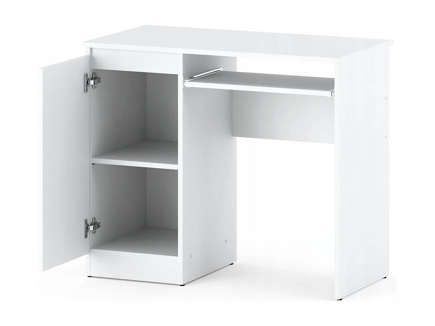 Bureau Gaming Blanc  Mat 90 cm avec 2 Étagères