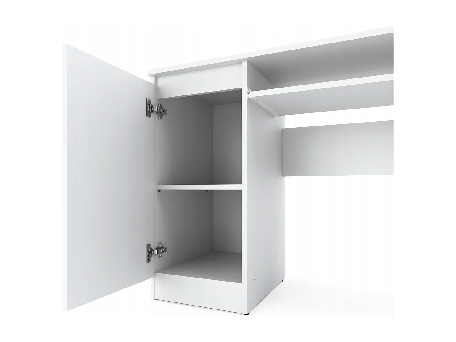 Bureau Gaming Blanc  Mat 90 cm avec 2 Étagères