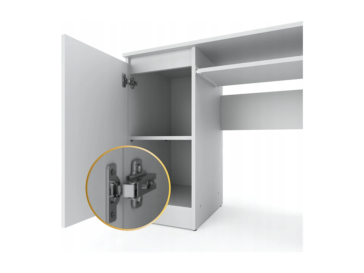 Bureau Gaming Blanc  Mat 90 cm avec 2 Étagères