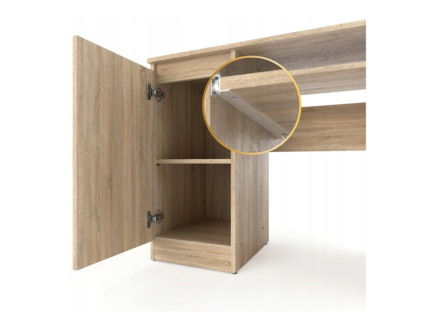 Bureau Gaming Chêne Sonoma 90 cm avec 2 Étagères