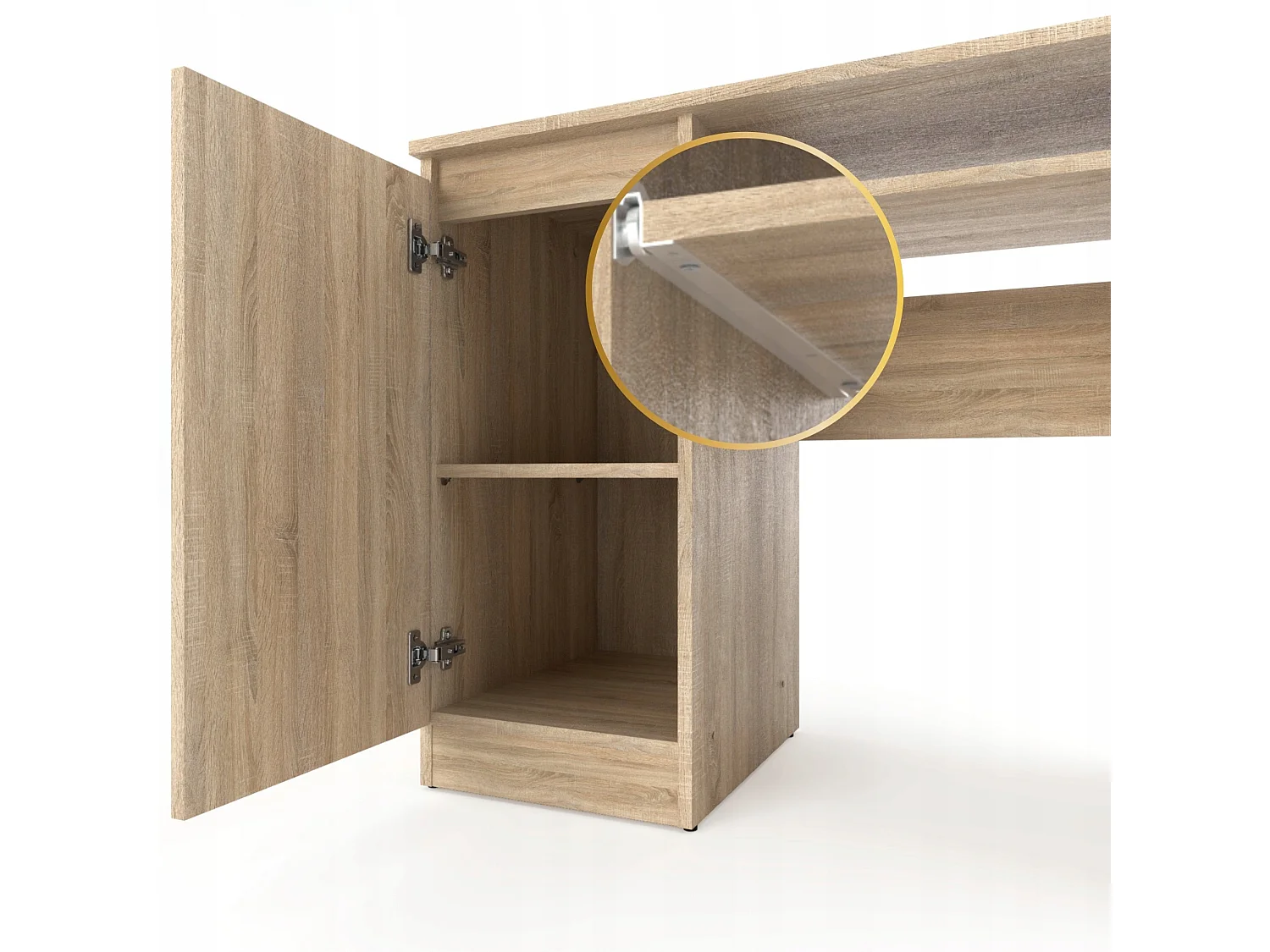 Bureau Gaming Chêne Sonoma 90 cm avec 2 Étagères