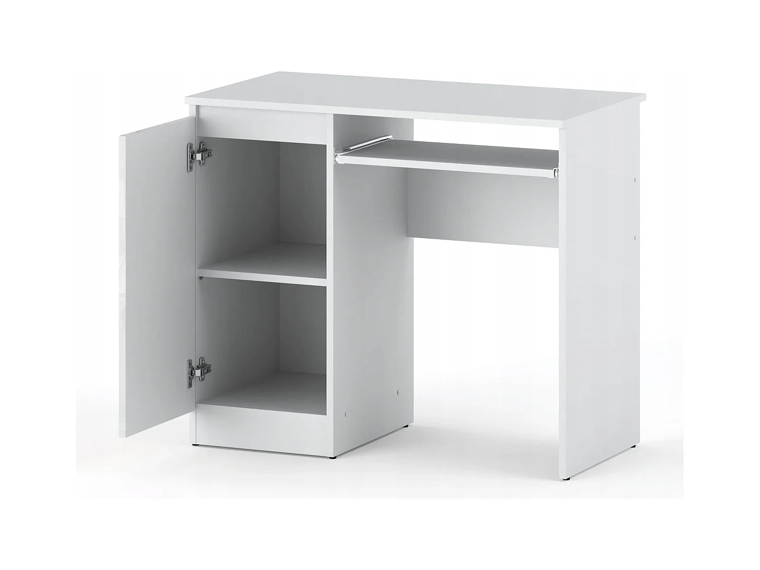 Bureau Gaming Blanc Brillant 90 cm avec 2 Étagères