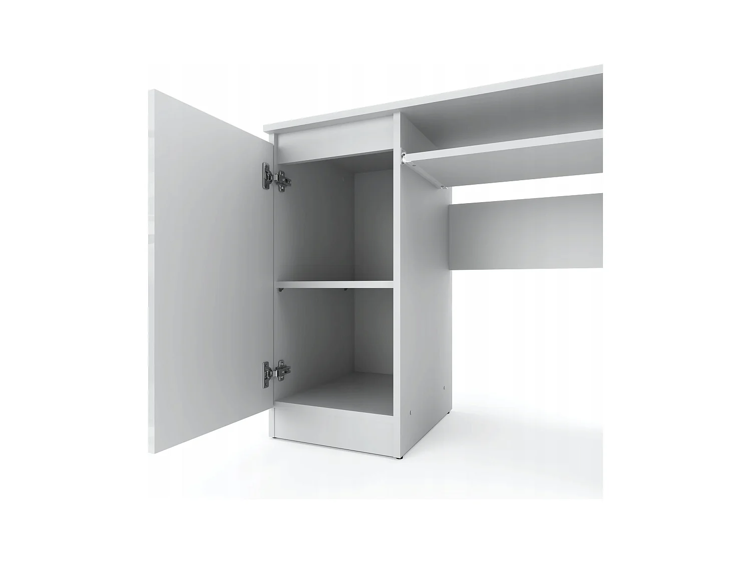 Bureau Gaming Blanc Brillant 90 cm avec 2 Étagères