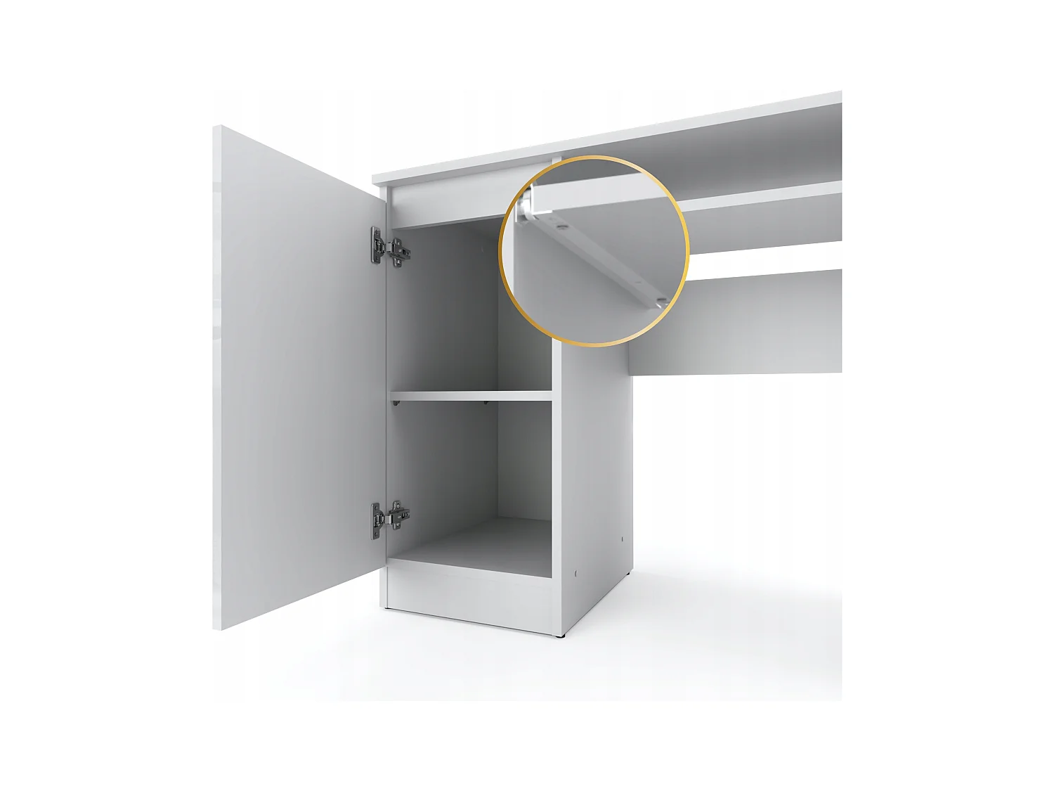 Bureau Gaming Blanc Brillant 90 cm avec 2 Étagères