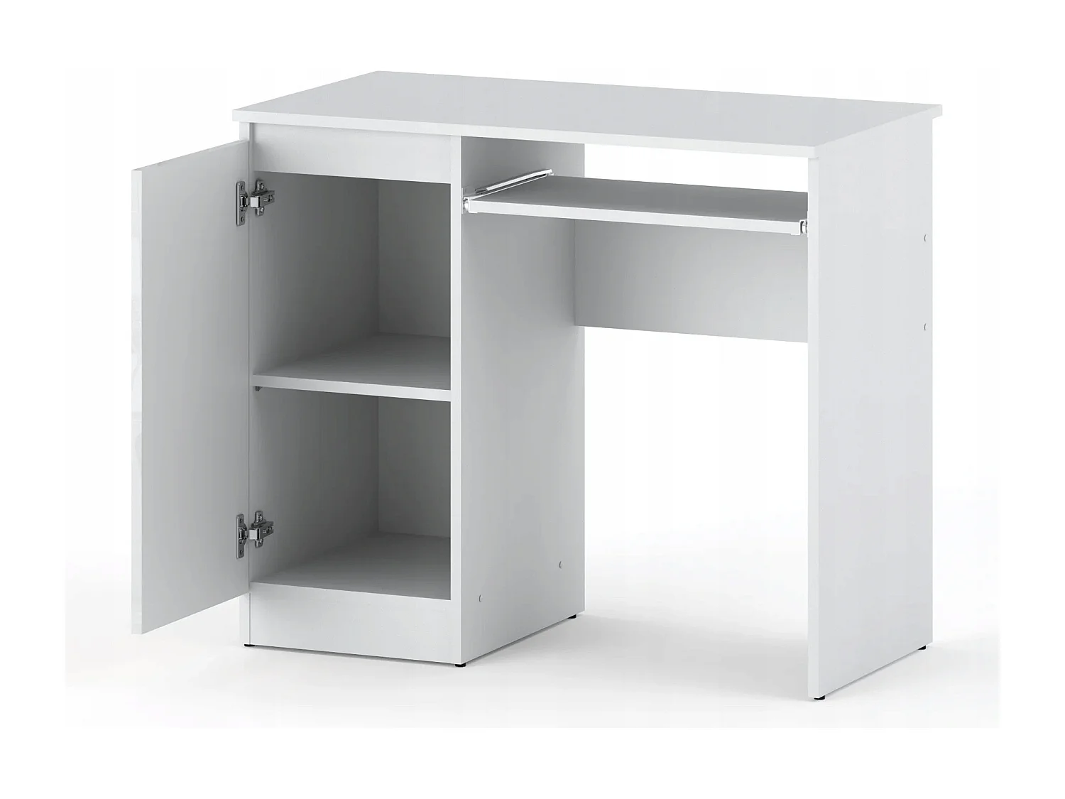 Bureau Gaming Blanc Brillant 90 cm avec 2 Étagères