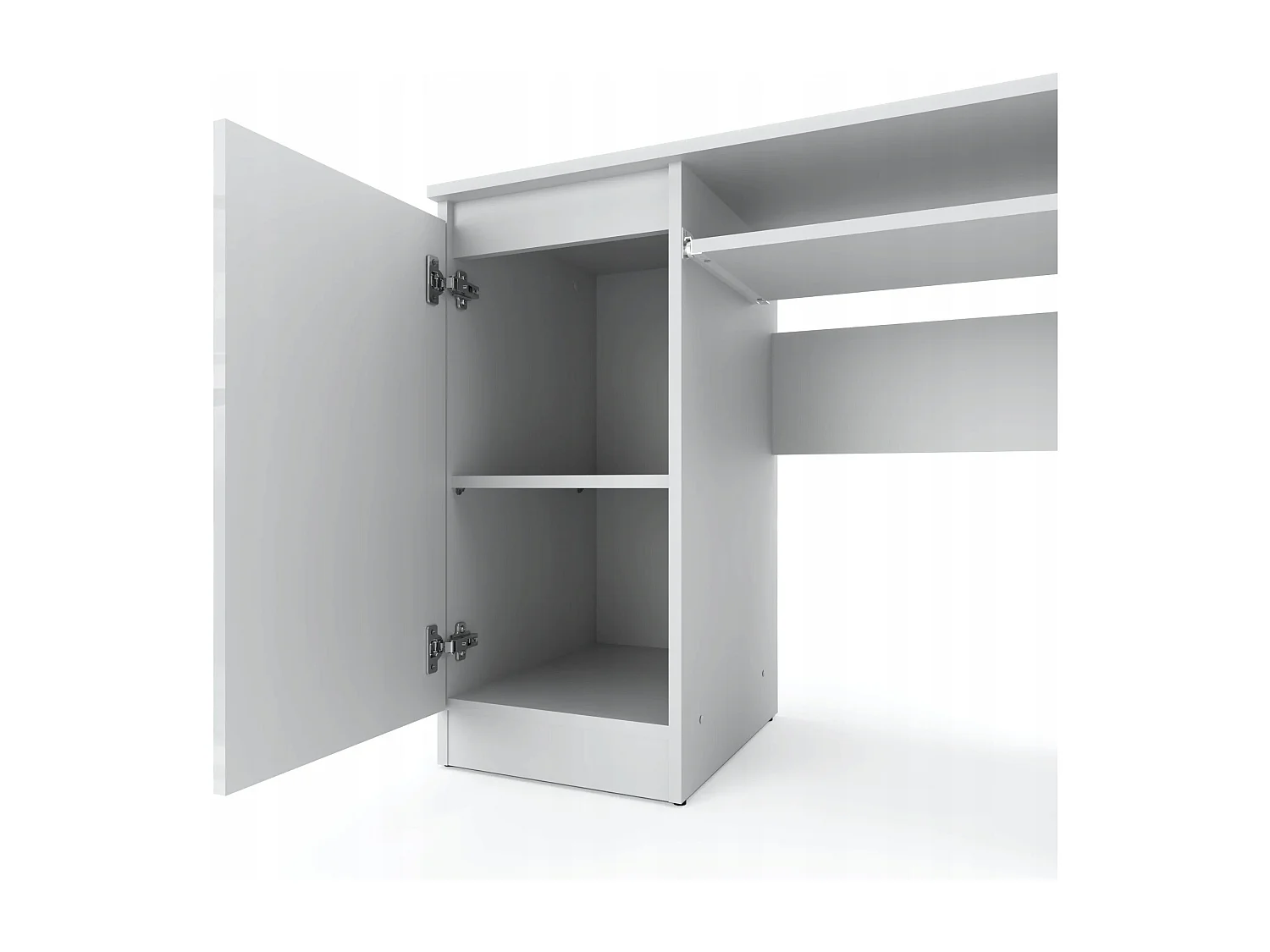 Bureau Gaming Blanc Brillant 90 cm avec 2 Étagères