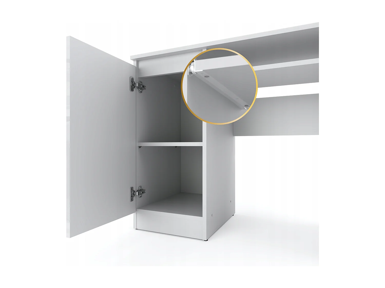 Bureau Gaming Blanc Brillant 90 cm avec 2 Étagères