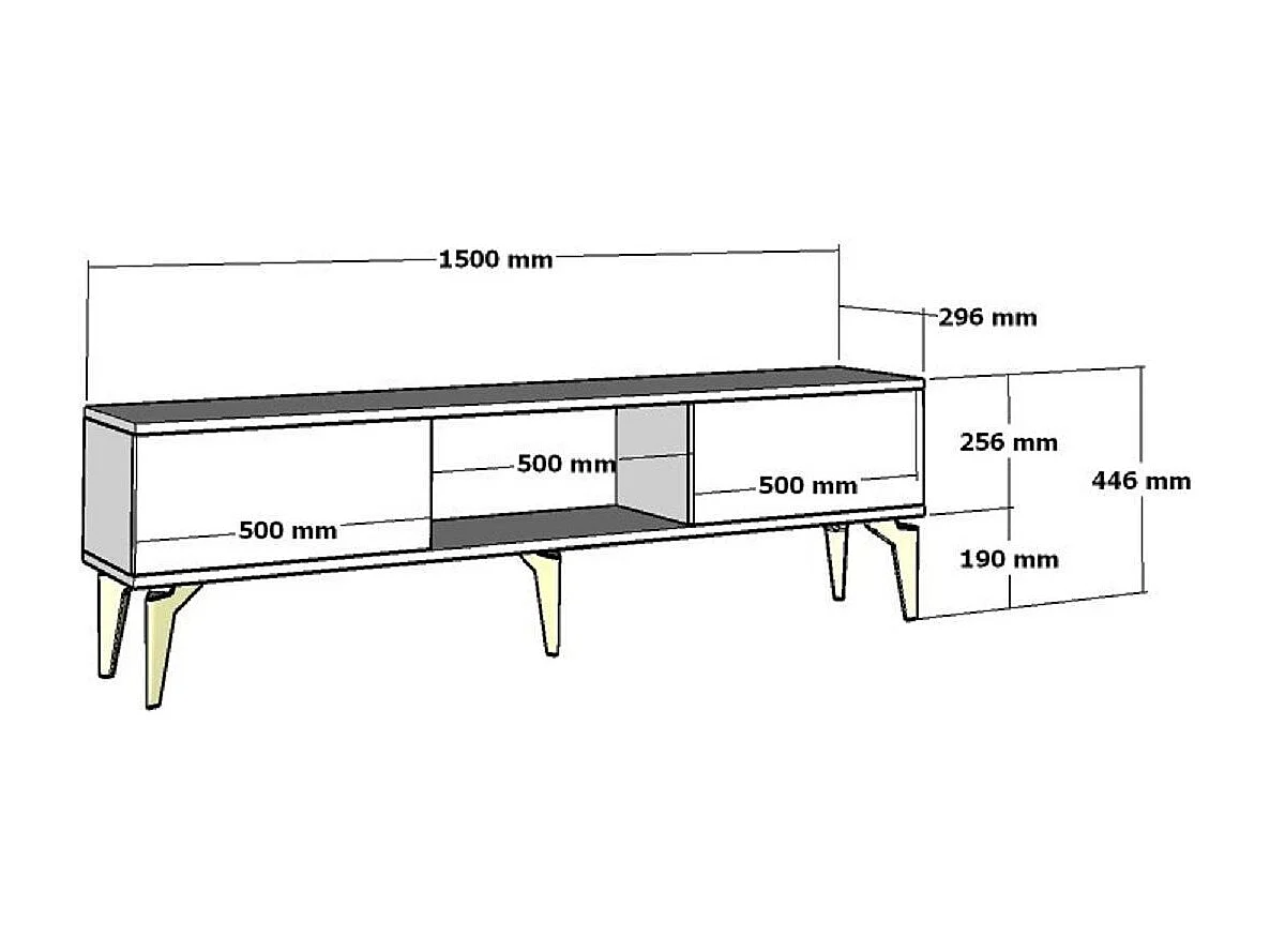 Meuble Tv design 2 portes basculantes Sevilo L150cm Anthracite et Or