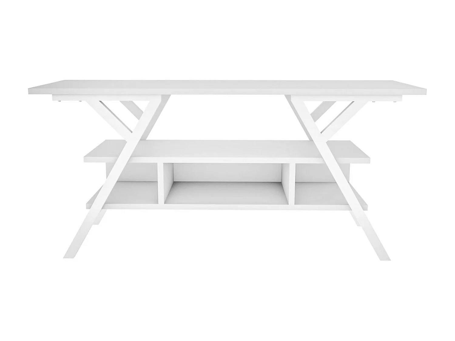 Skandinavischer TV-Ständer, weiß, 120 x 35 x 55 cm | 100 % melaminbeschichtete Spanplatte, 18 mm stark, stabiler Metallrahmen | Elegantes und funktionales Design