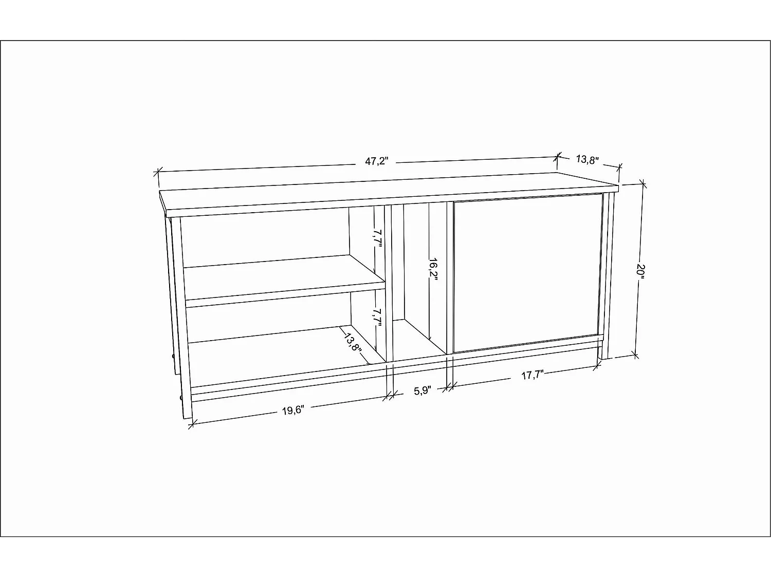Meuble TV glamour doré et blanc, 120 x 35,3 x 50,8 cm | Panneau de particules 100 % mélaminé, épaisseur 18 mm | Élégant et fonctionnel pour un salon moderne
