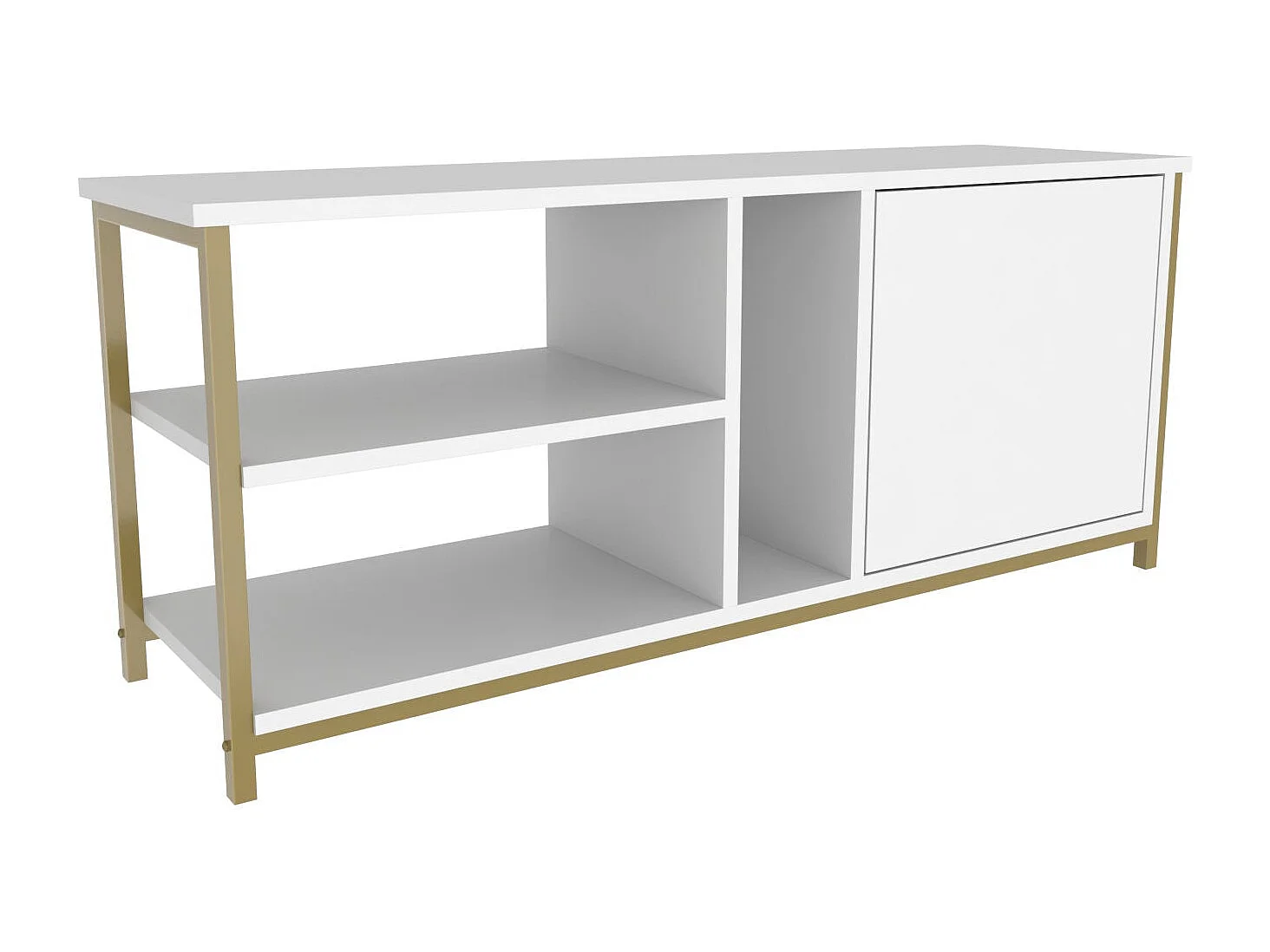 Meuble TV glamour doré et blanc, 120 x 35,3 x 50,8 cm | Panneau de particules 100 % mélaminé, épaisseur 18 mm | Élégant et fonctionnel pour un salon moderne