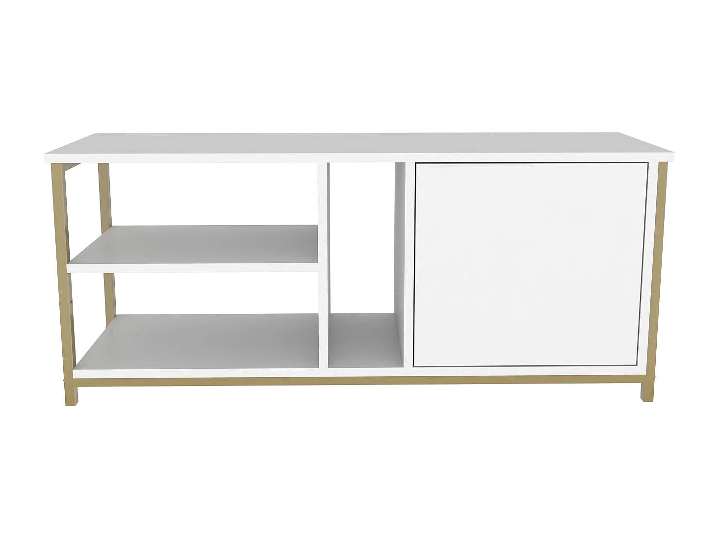 Meuble TV glamour doré et blanc, 120 x 35,3 x 50,8 cm | Panneau de particules 100 % mélaminé, épaisseur 18 mm | Élégant et fonctionnel pour un salon moderne