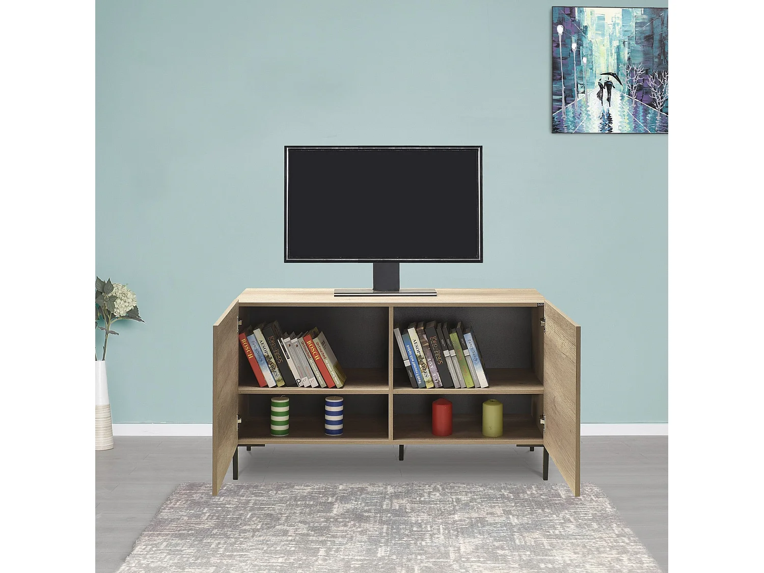 Suporte para TV Cleo em Taupe – Móvel Moderno de 120 x 70 x 43 cm