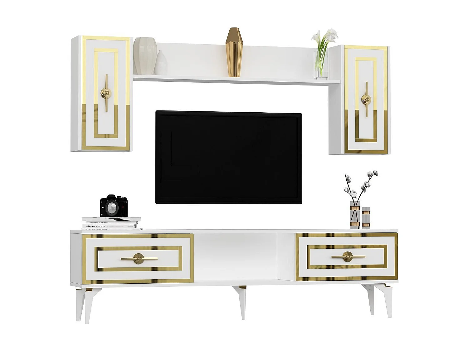 Mobile TV – 150 cm x 44,6 cm x 29,6 cm – Bianco – Pannello truciolare
