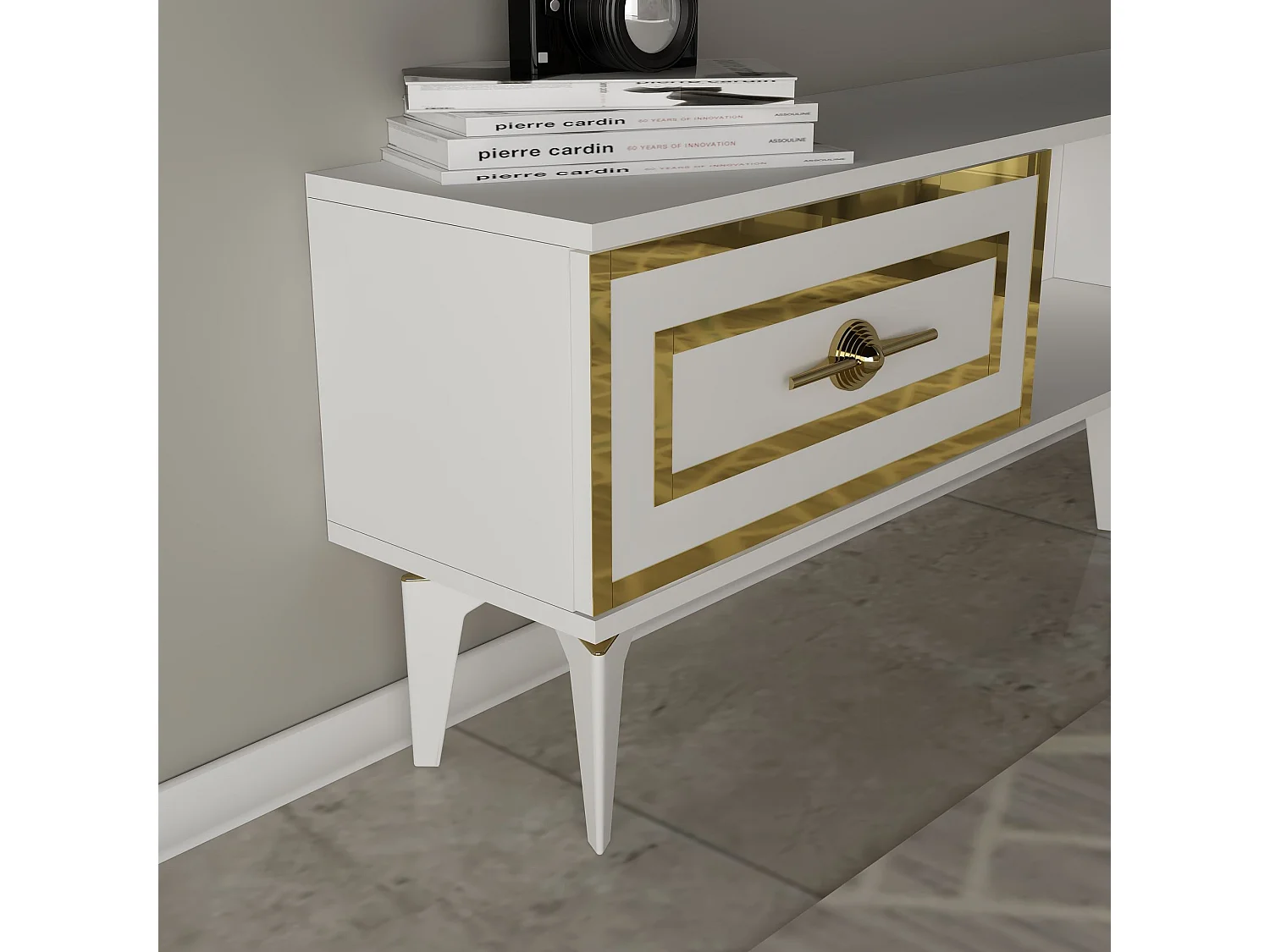 Mobile TV – 150 cm x 44,6 cm x 29,6 cm – Bianco – Pannello truciolare