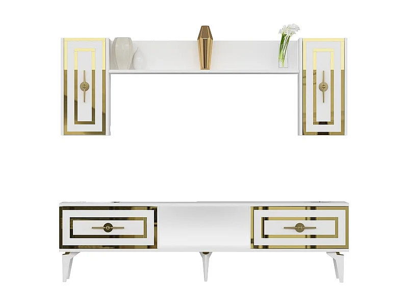 Mobile TV – 150 cm x 44,6 cm x 29,6 cm – Bianco – Pannello truciolare