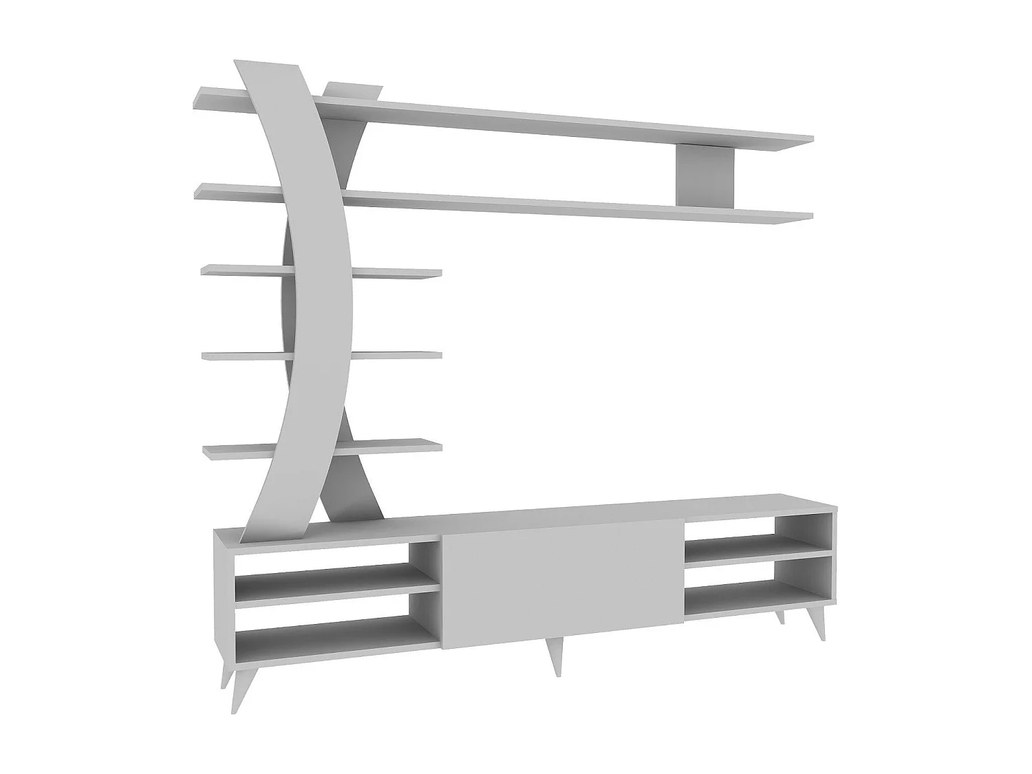 Mueble de TV moderno 180 cm x 162 cm x 29,5 cm – Blanco – Tablero de partículas revestido de melamina