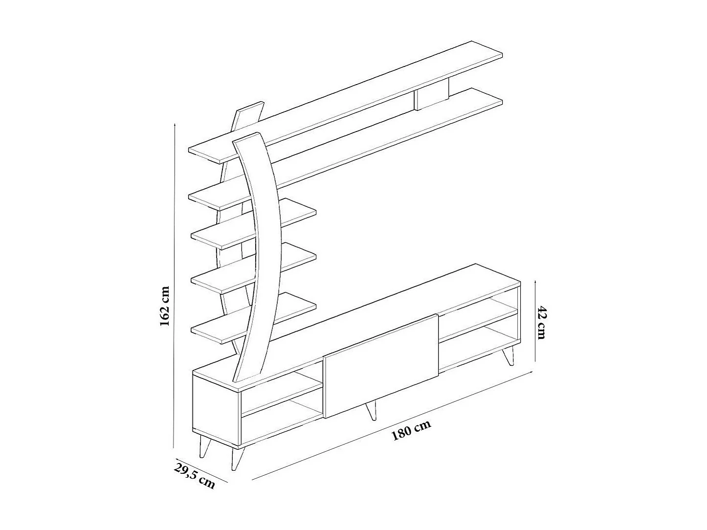 Mueble de TV moderno 180 cm x 162 cm x 29,5 cm – Blanco – Tablero de partículas revestido de melamina