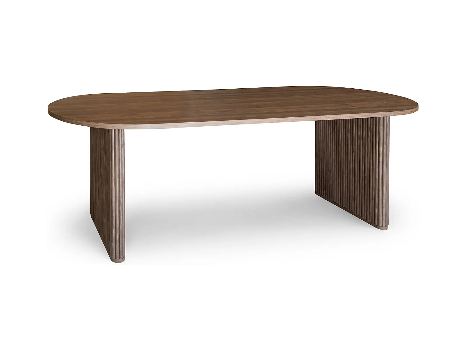 Now's Home - Table A Manger Ovale Effet Noyer Pieds Stries 230x90x76cm Selma