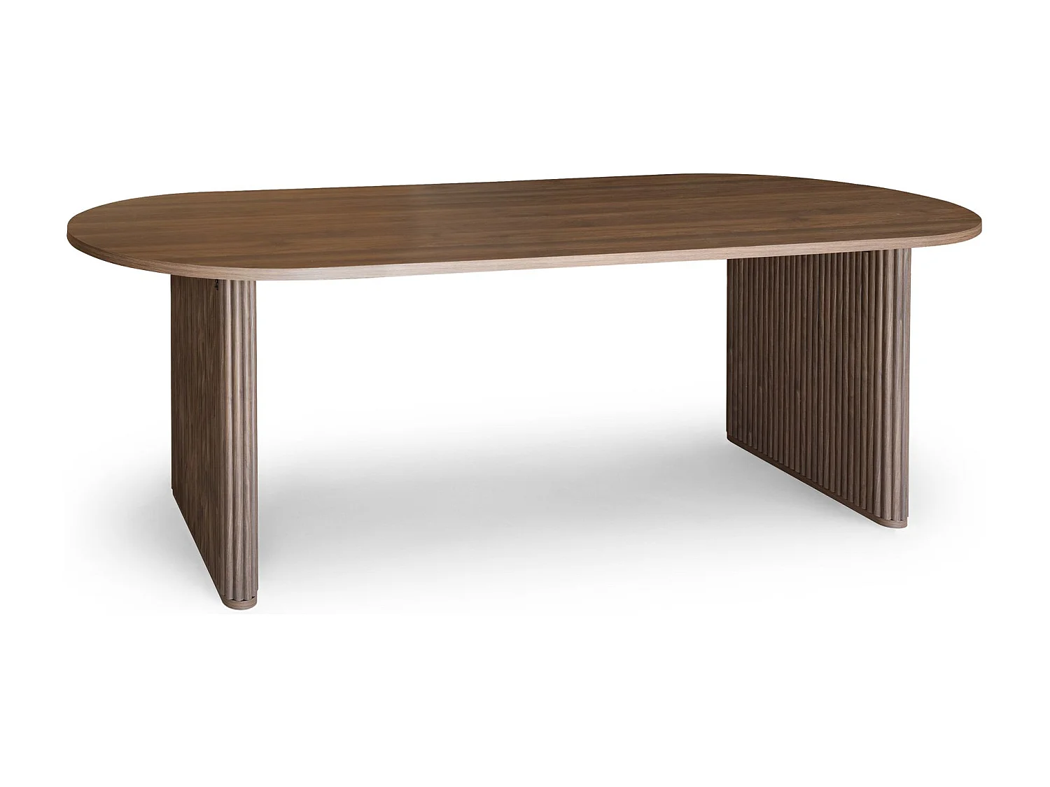 Now's Home - Table à Manger Ovale Effet Noyer Pieds Striés