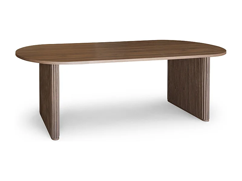 Now's Home - Table A Manger Ovale Effet Noyer Pieds Stries