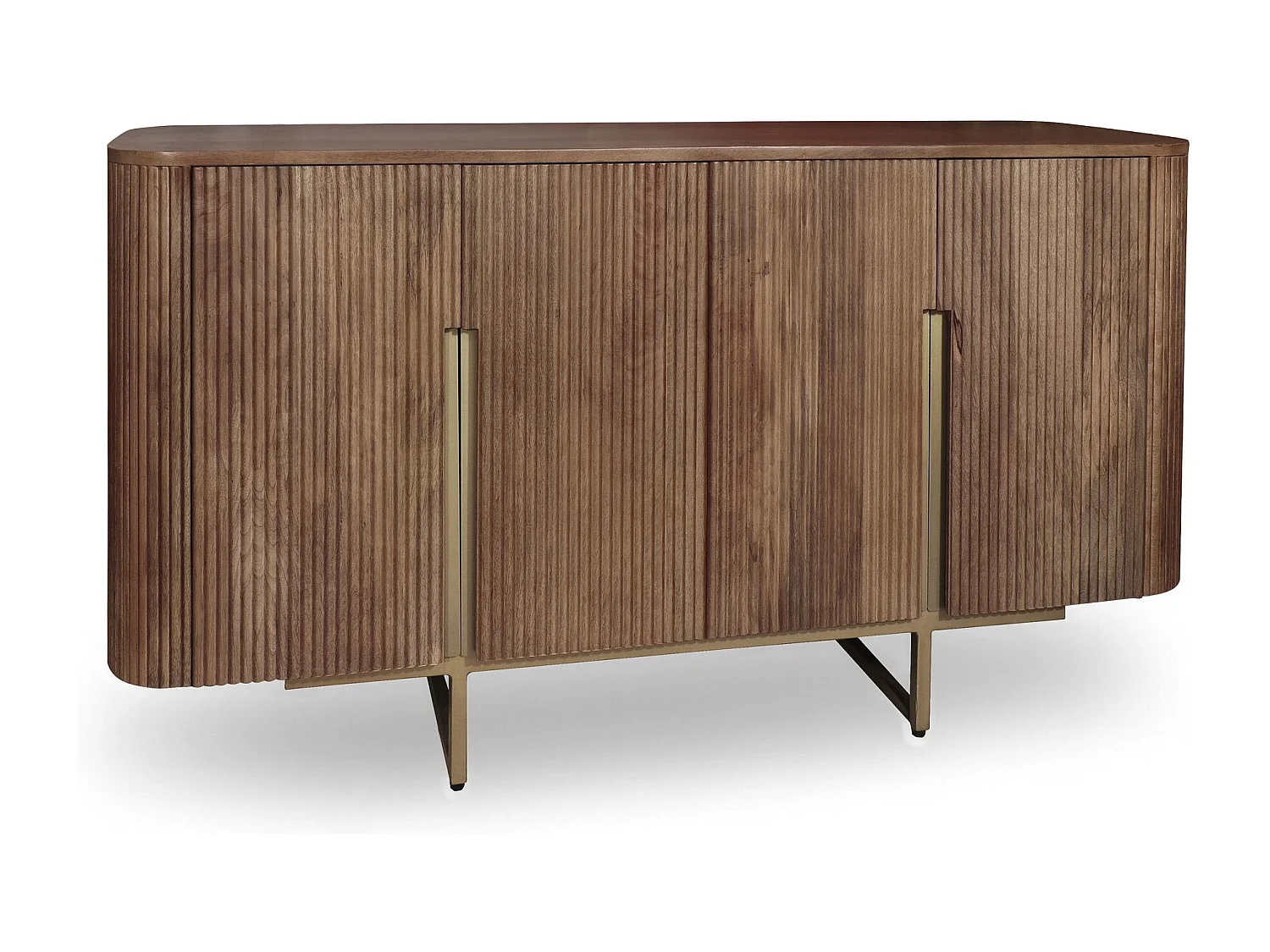 Now's Home - Bahut Deux Portes Effet Noyer Avec Pieds Metal Dore Selma