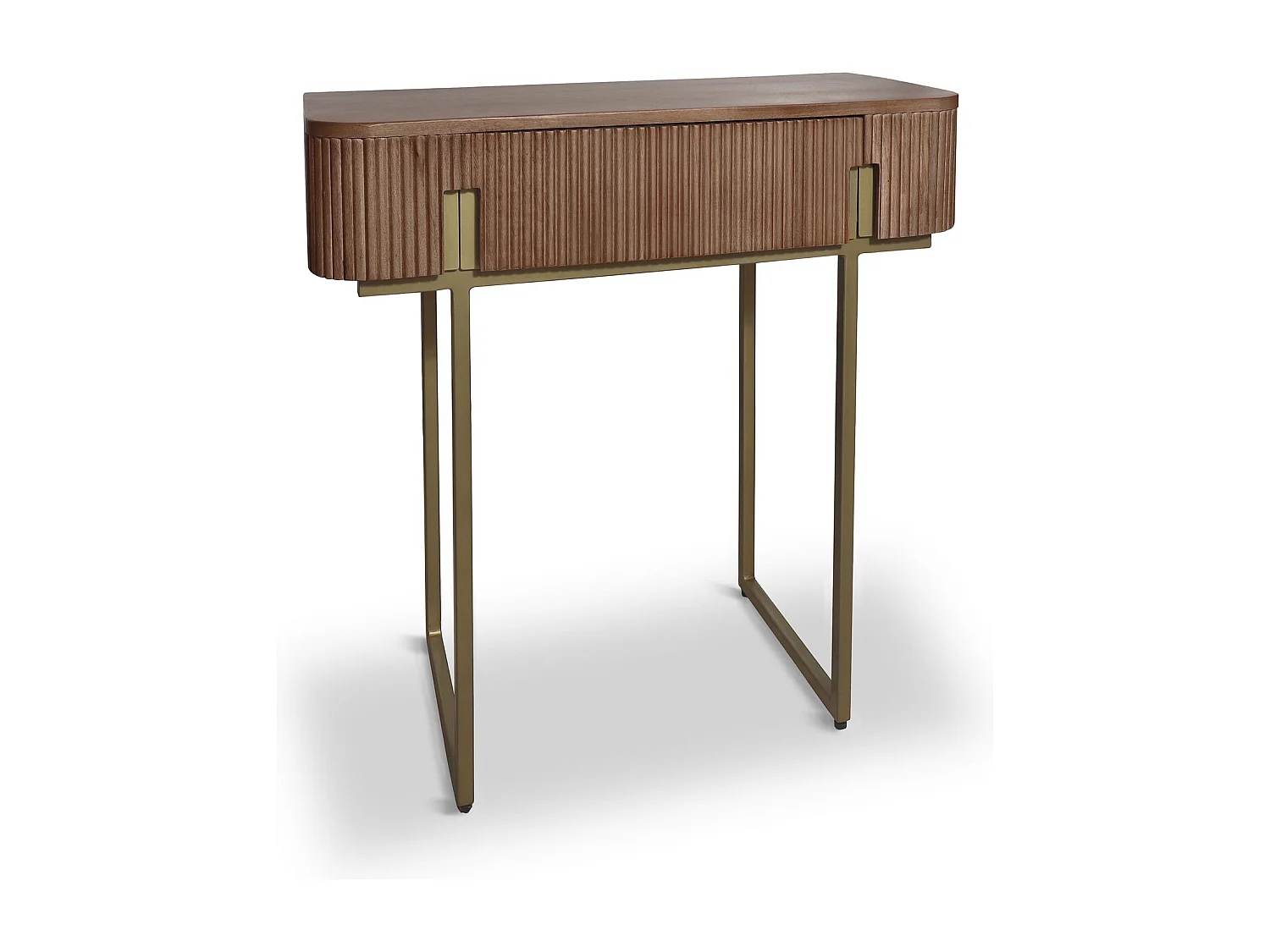 Now's Home - Console Effet Noyer Avec Pieds En Metal Dore Selma