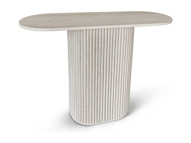 Now's Home - Console Ovale Effet Travertin Naturel 110x40x80cm Inaya