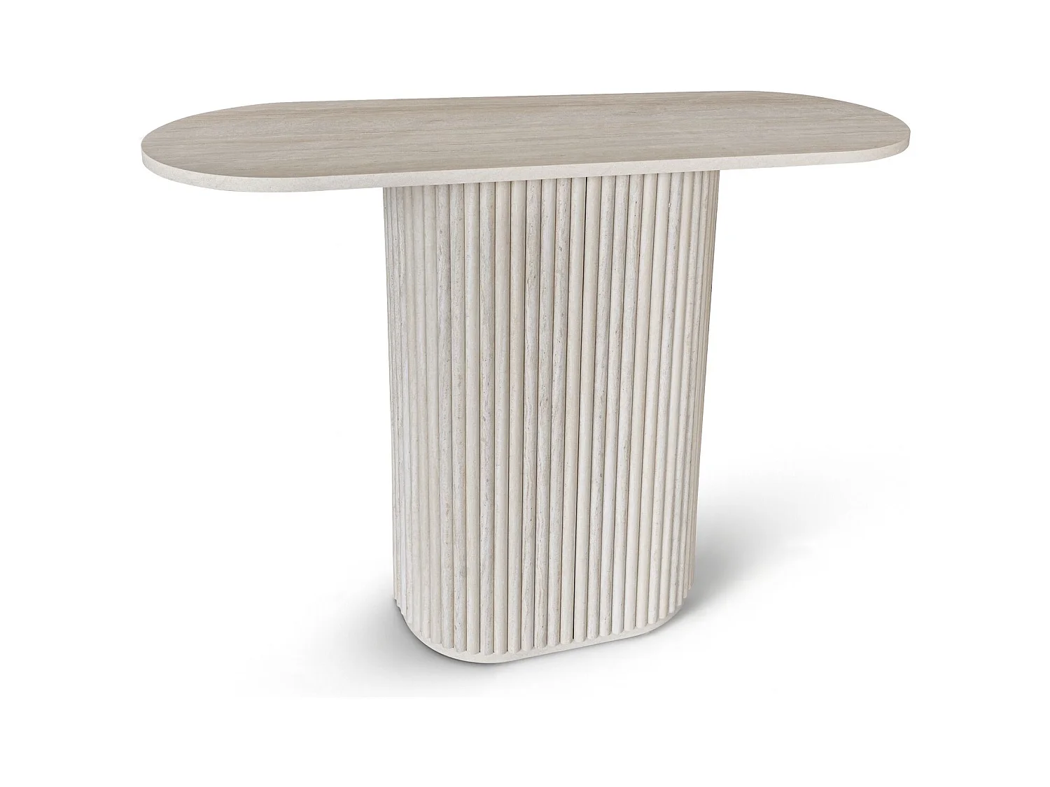 Now's Home - Console Ovale Effet Travertin Naturel 110x40x80cm Inaya