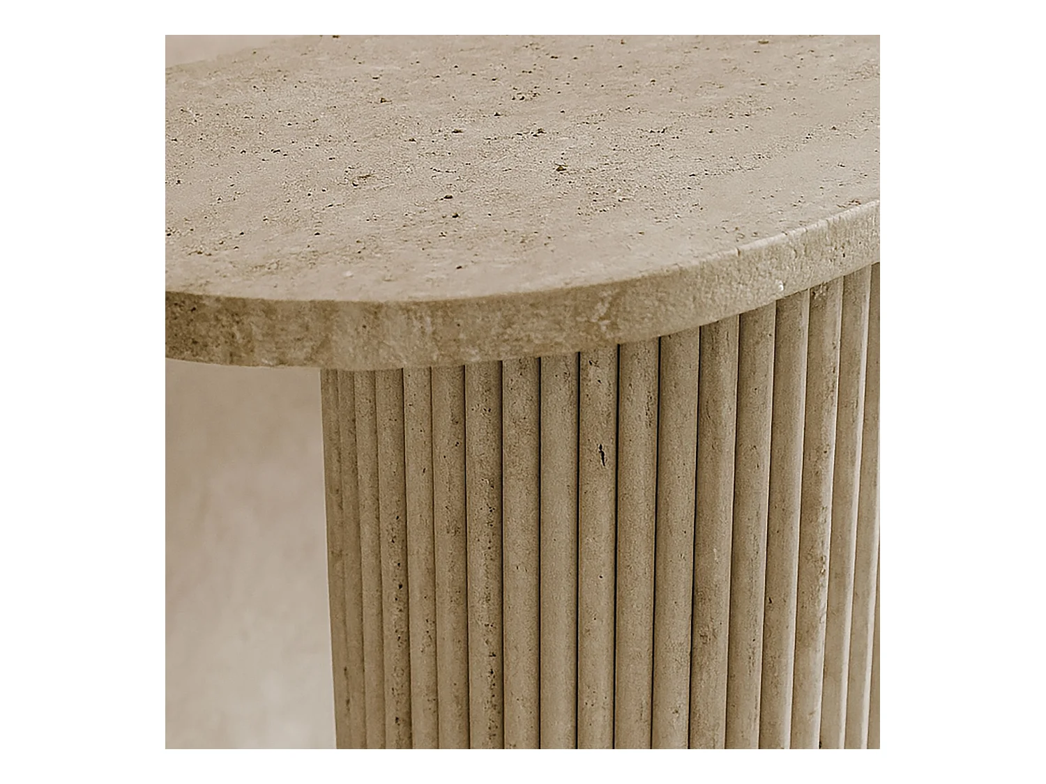 Now's Home - Console Ovale Effet Travertin Naturel 110x40x80cm Inaya