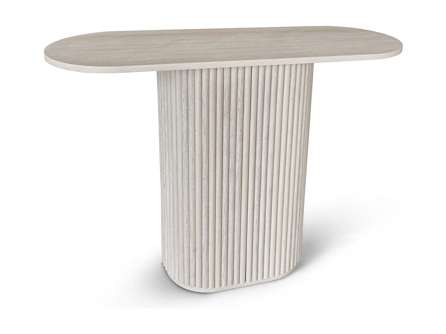 Now's Home - Console Ovale Effet Travertin Naturel 110x40x80cm Inaya