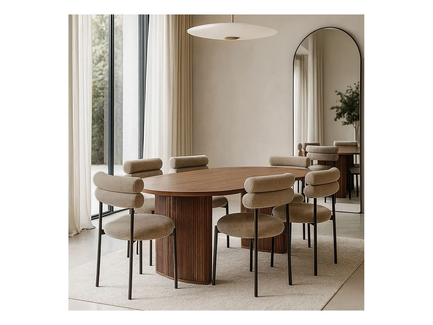 Now's Home - Lot 2 Chaises En Tissu Tweed Moka  Et Metal Noir