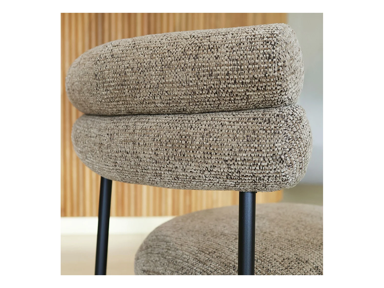 Now's Home - Lot 2 Chaises En Tissu Tweed Moka  Et Metal Noir