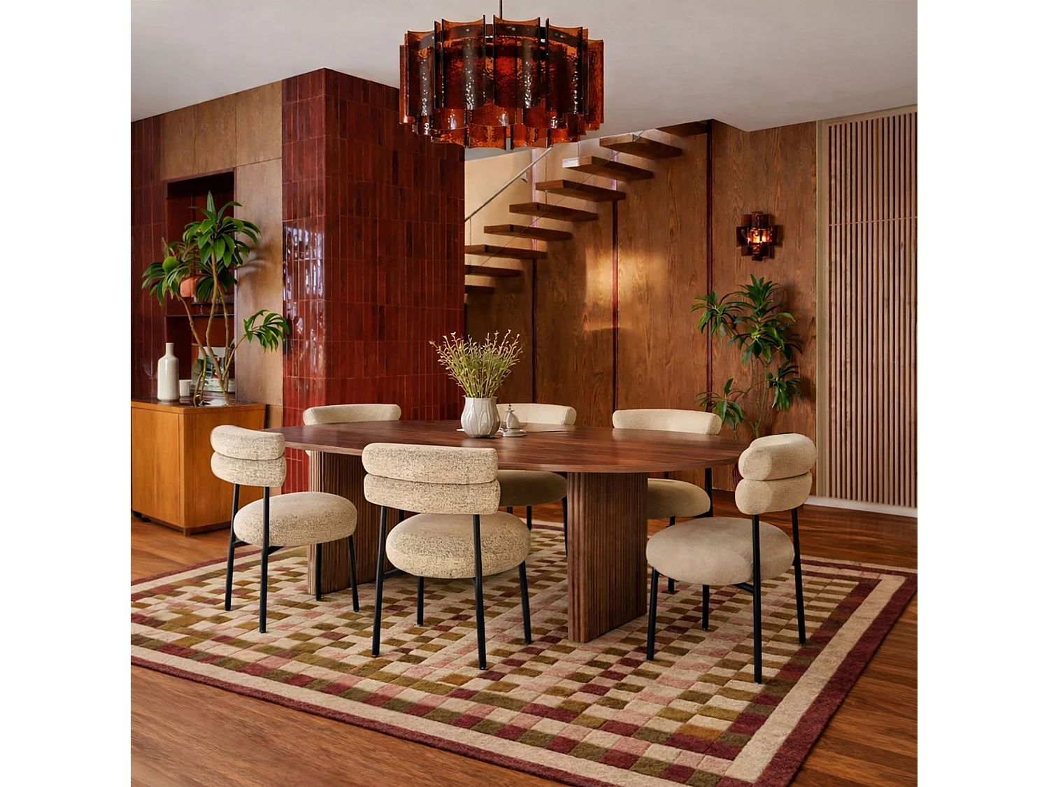 Now's Home - Lot 2 Chaises En Tissu Tweed Beige Et Métal Noir