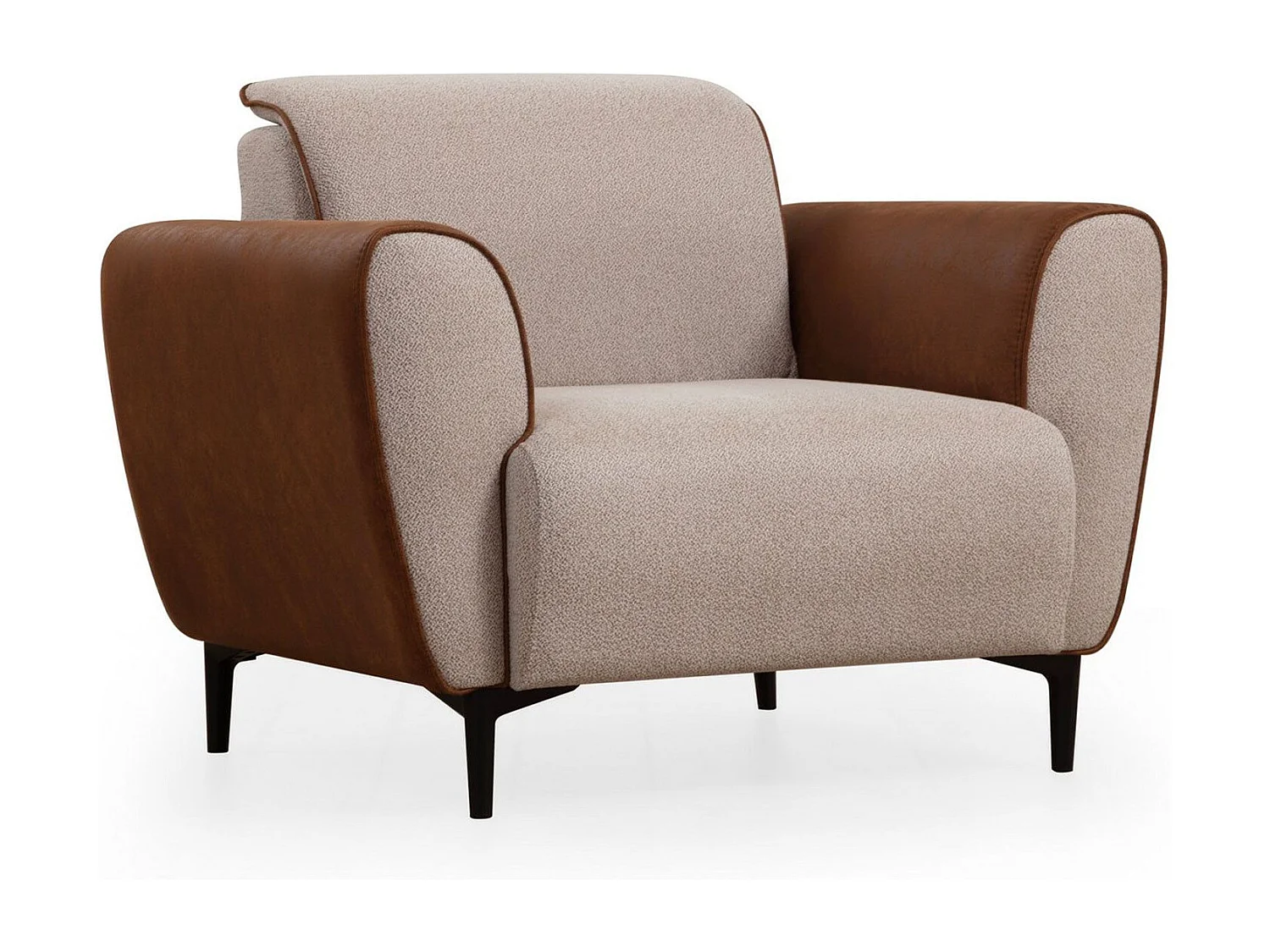 Elegante 1-zits fauteuil, beige en kaneel, 100x85x85 cm | Frame van beukenhout en spaanplaat, 100% polyester, zachte schuimkussens | Tec