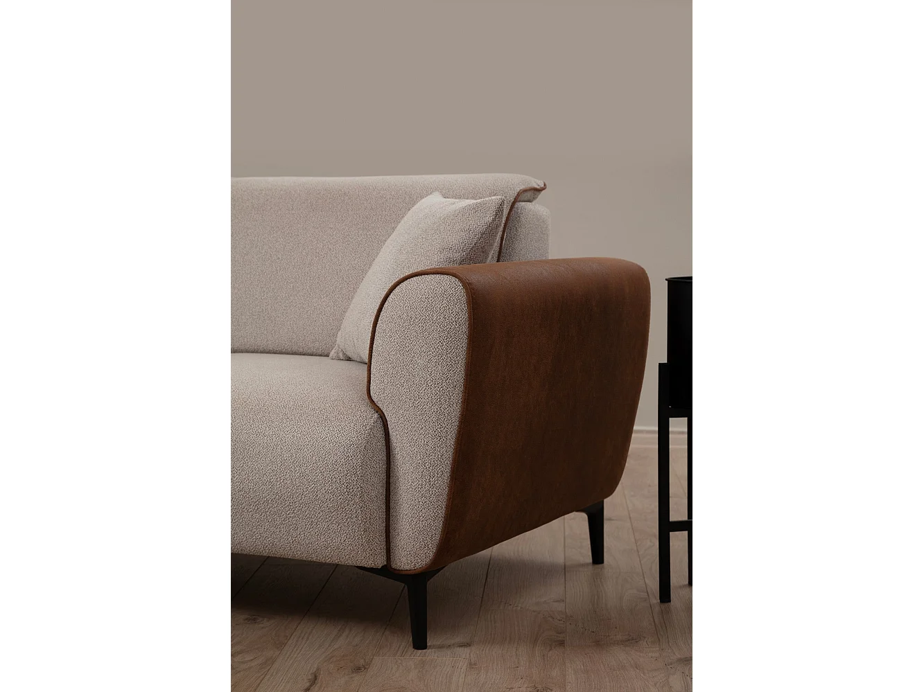 Elegante 1-zits fauteuil, beige en kaneel, 100x85x85 cm | Frame van beukenhout en spaanplaat, 100% polyester, zachte schuimkussens | Tec