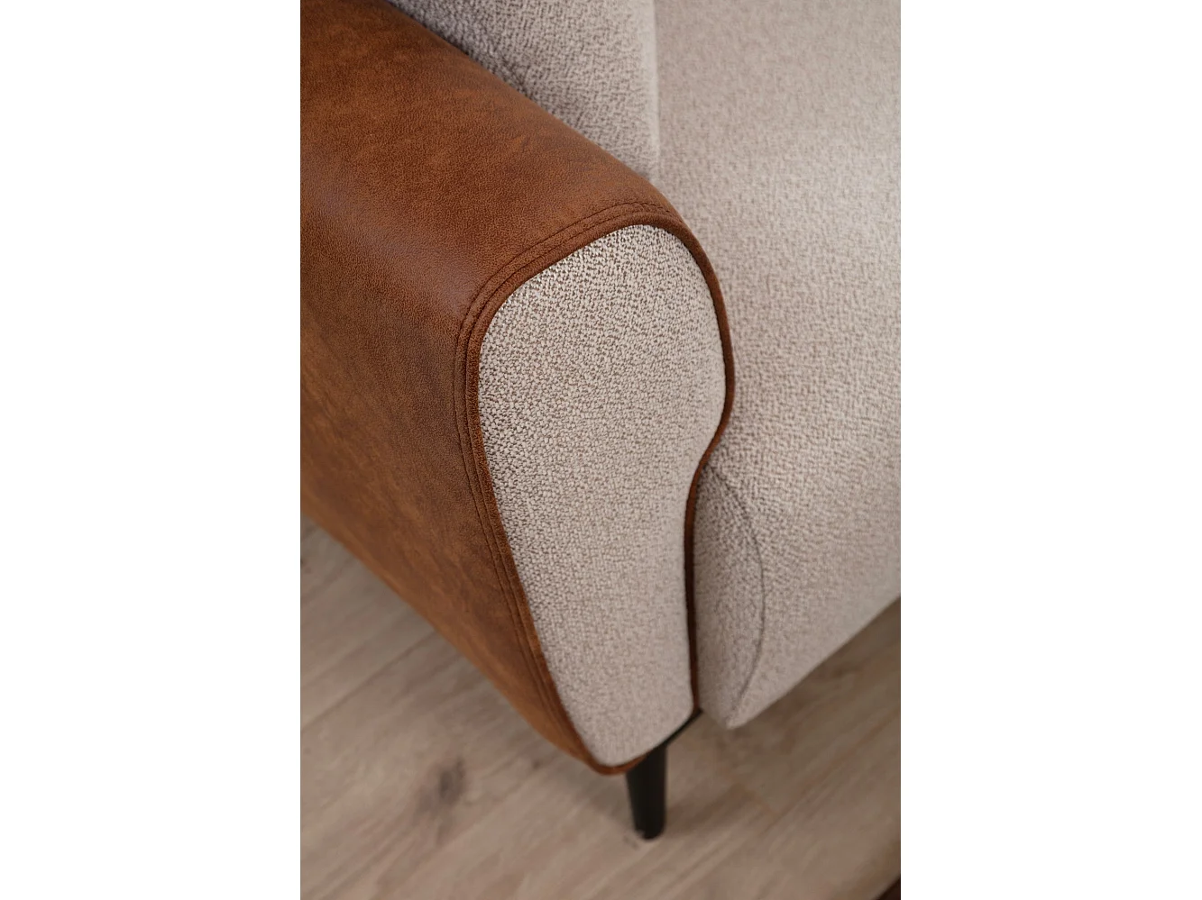 Elegante 1-zits fauteuil, beige en kaneel, 100x85x85 cm | Frame van beukenhout en spaanplaat, 100% polyester, zachte schuimkussens | Tec