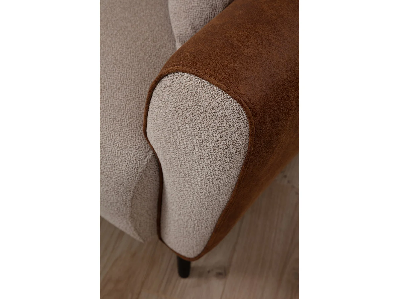 Elegante 1-zits fauteuil, beige en kaneel, 100x85x85 cm | Frame van beukenhout en spaanplaat, 100% polyester, zachte schuimkussens | Tec