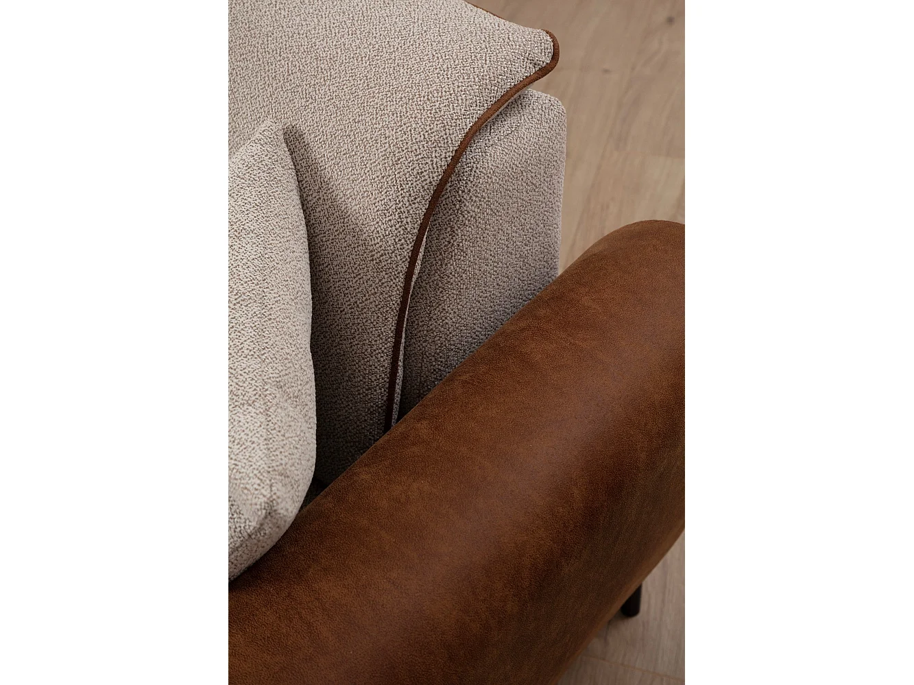 Elegante 1-zits fauteuil, beige en kaneel, 100x85x85 cm | Frame van beukenhout en spaanplaat, 100% polyester, zachte schuimkussens | Tec