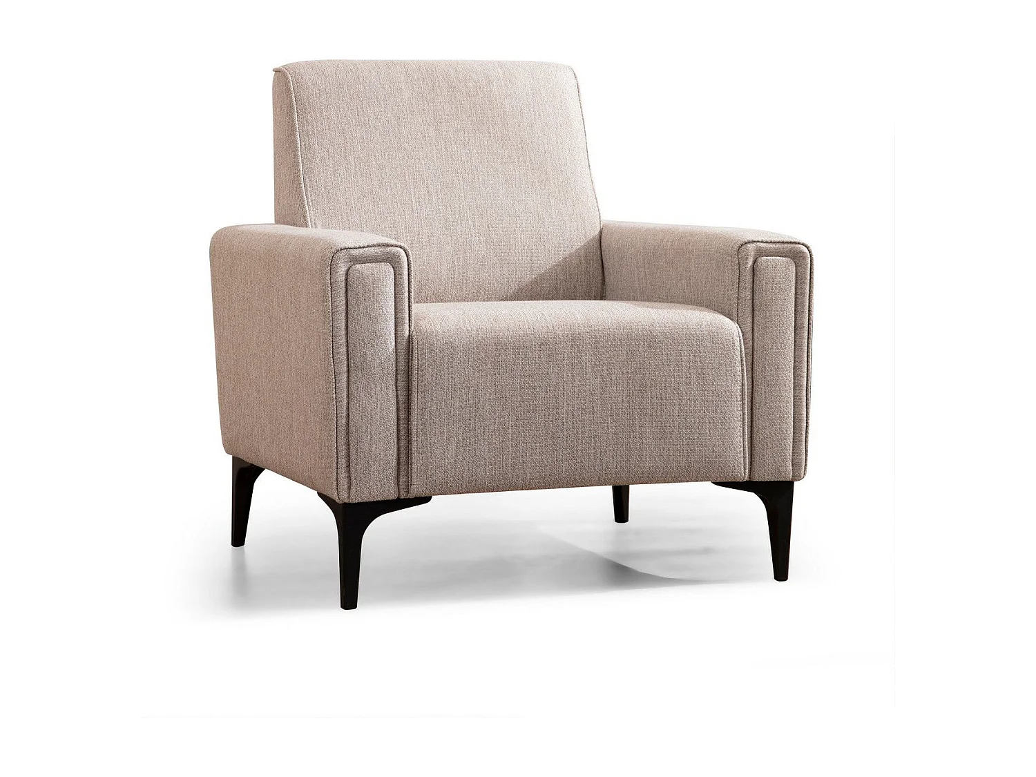 Elegancki fotel 1-osobowy, jasnobrązowy, 90 x 85 x 77 cm | Stelaż z drewna bukowego i płyty wiórowej, tkanina 100% poliester | Poduszki piankowe