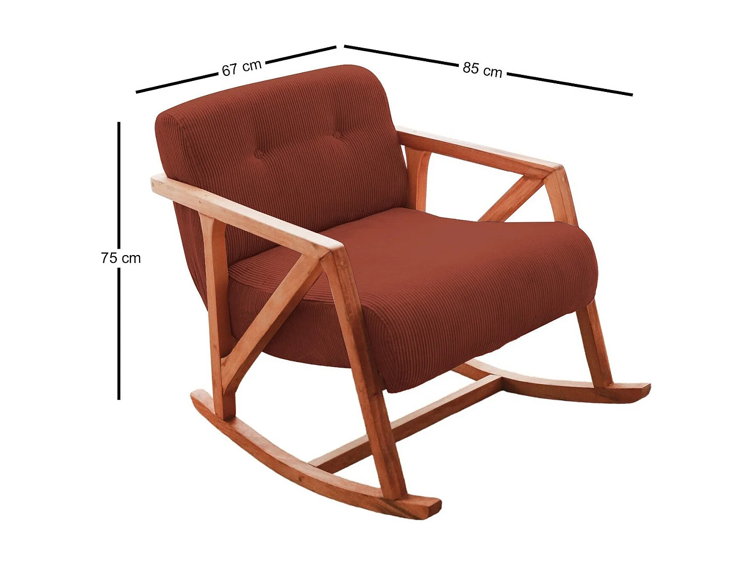 Elegante poltrona, 100% velluto, colore rosso, 67 x 75 x 85 cm | Gambe in legno, comoda altezza di seduta: 51 cm | Perfetta per spazi modern