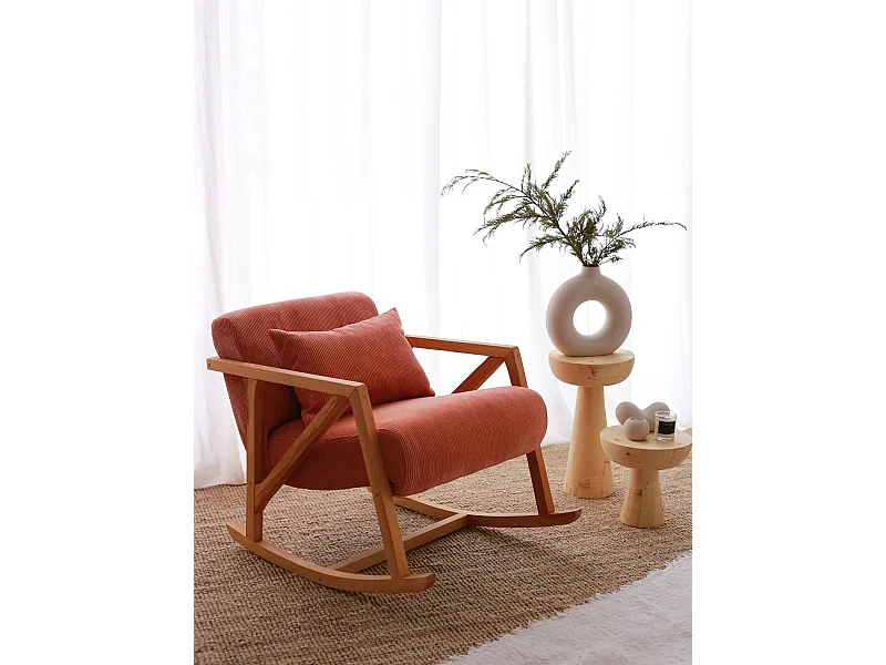 Elegante poltrona, 100% velluto, colore rosso, 67 x 75 x 85 cm | Gambe in legno, comoda altezza di seduta: 51 cm | Perfetta per spazi modern