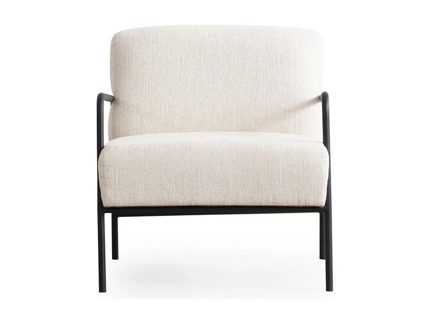 Elegante fauteuil, wit, 70 x 90 x 75 cm | Frame van beukenhout en spaanplaat, 100% polyester, zachte schuimkussens | Zwarte metalen poten