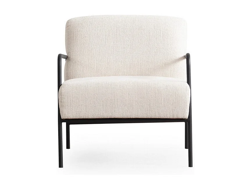 Elegante fauteuil, wit, 70 x 90 x 75 cm | Frame van beukenhout en spaanplaat, 100% polyester, zachte schuimkussens | Zwarte metalen poten